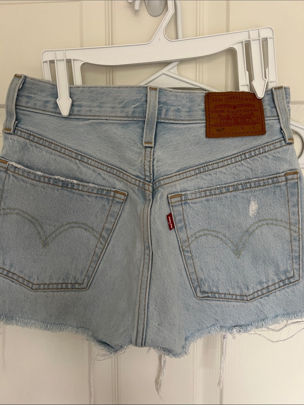 Levi's Light Blue Distressed Denim Cutoff Shorts